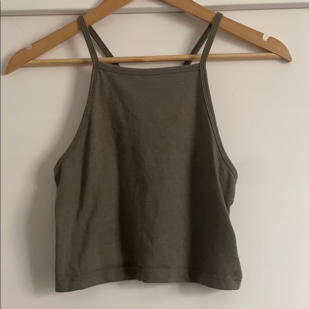 Army Green Crop Halter Tank
